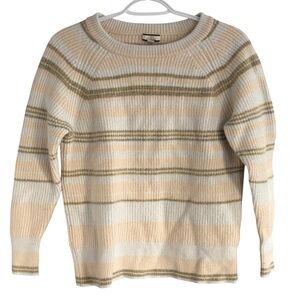 J.Crew 100% Cashmere Ribbed Crewneck Sweater Striped Pink Size Small Pastels